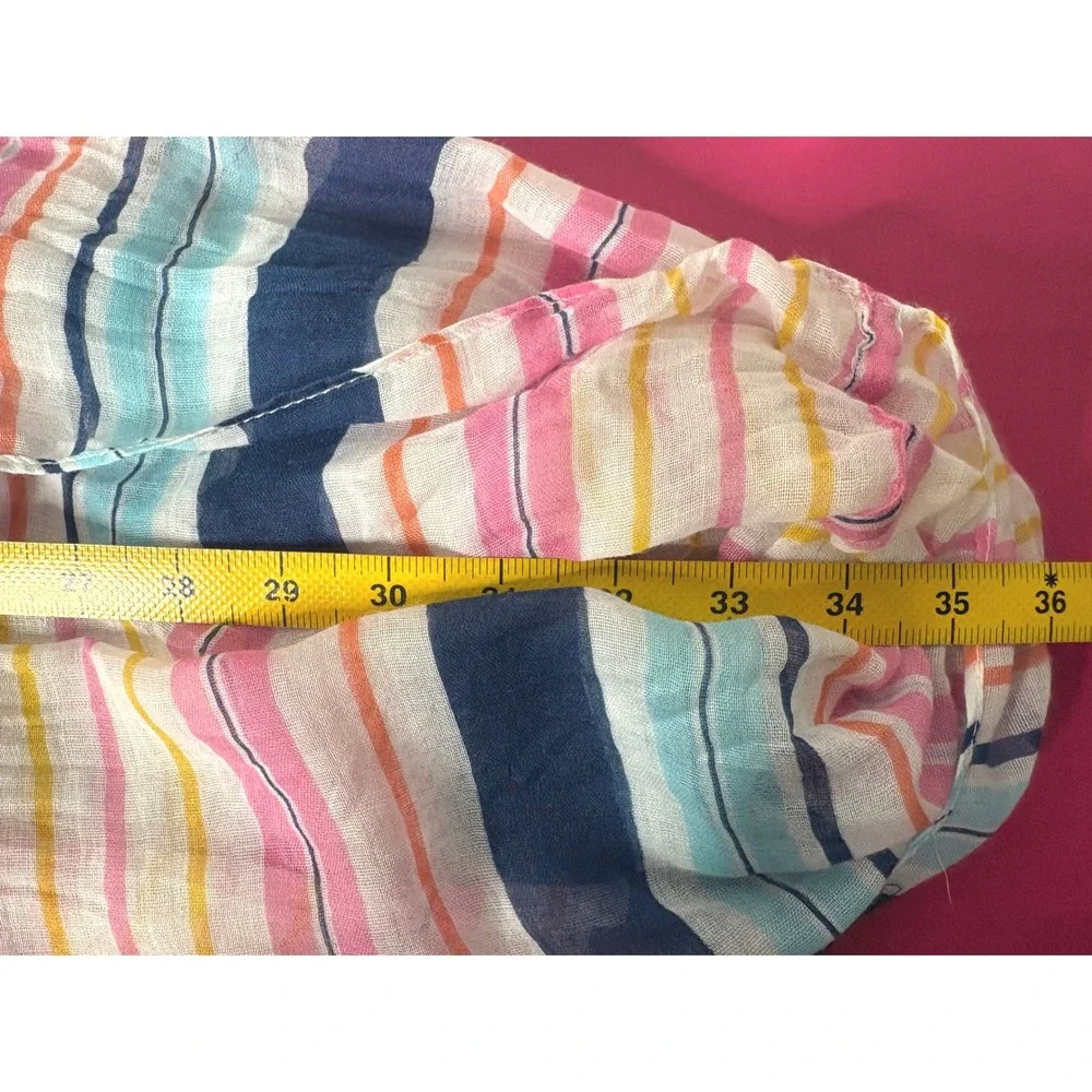 Womens Multicolor Striped Gauze Infinity Scarf OS Coastal Lightweight Boho-Chic